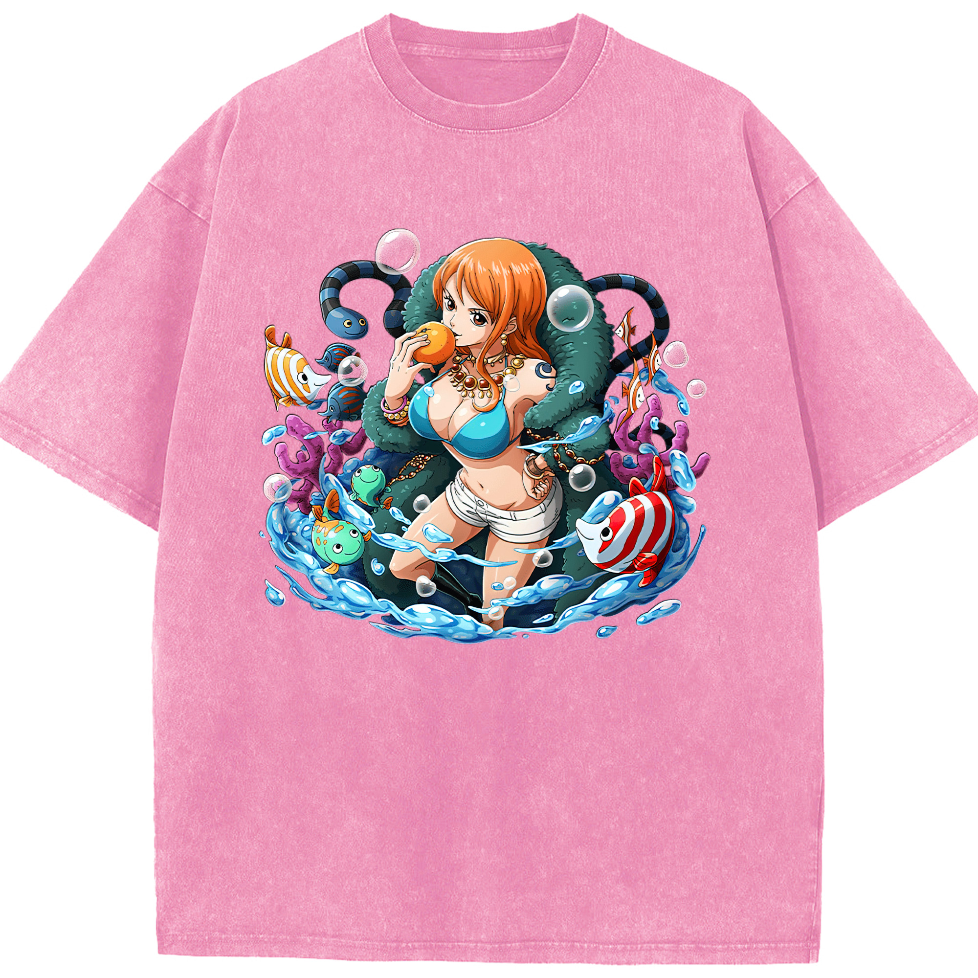 ワンピース ナミ ONE PIECE Nami 綿100% ヴィンテージ風 半袖Tシャツ（フロントプリント）